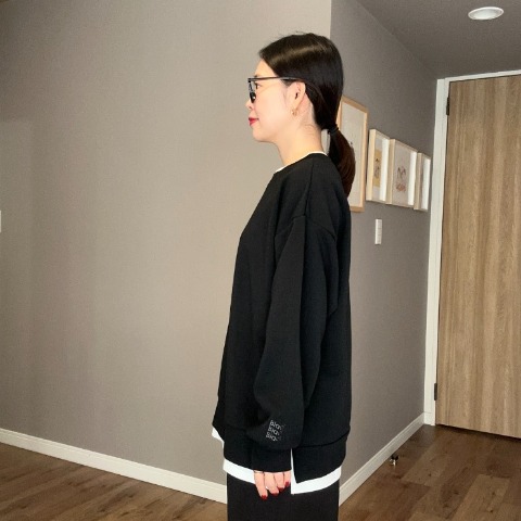 レディース　オーバーサイズ袖刺繍プルオーバー（ammy）