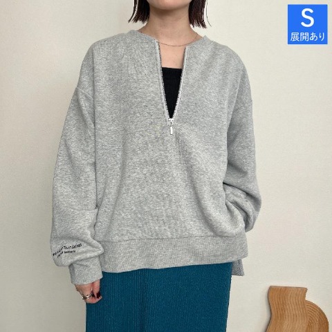 レディース　バックタグ袖刺繍ハーフジッププルオーバー（rumi）