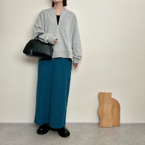 レディース　バックタグ袖刺繍ハーフジッププルオーバー（rumi）