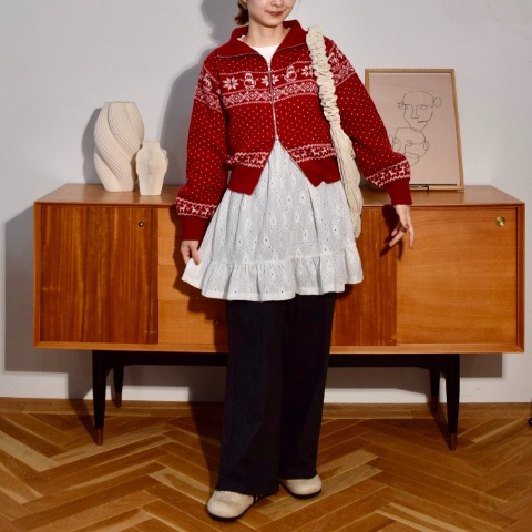 レディース　レース切り替えレイヤードチュニック（ちょこび）