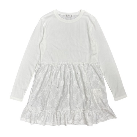 レディース　レース切り替えレイヤードチュニック（ちょこび）