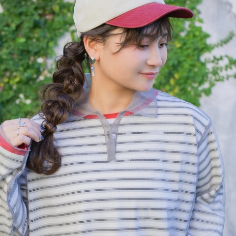 レディース　襟付きチュールシャツ（Taiyou）