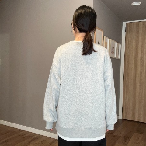 レディース　オーバーサイズ袖刺繍プルオーバー（ammy）