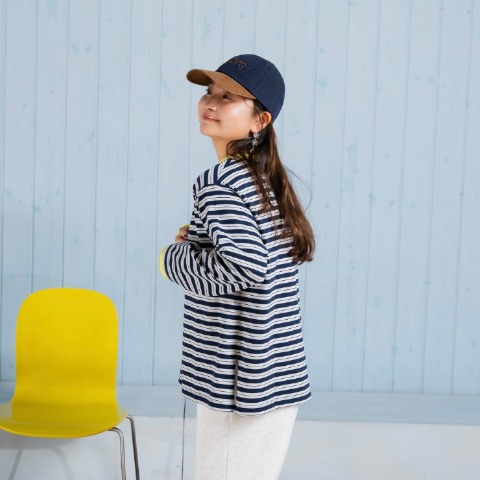 レディース　レイヤード風ボーダープルオーバー（Taiyou）