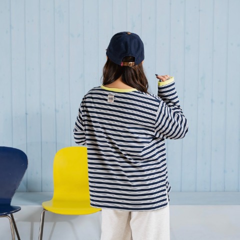 レディース　レイヤード風ボーダープルオーバー（Taiyou）