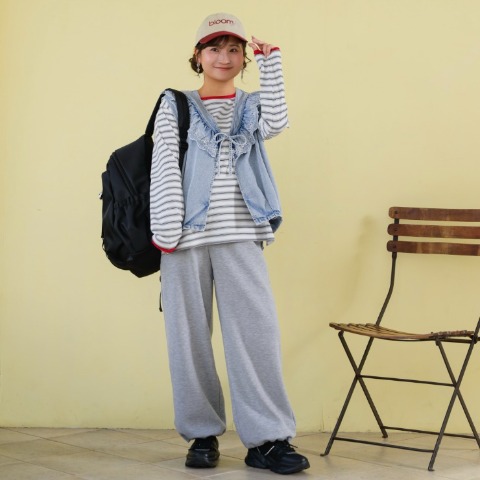 レディース　レイヤード風ボーダープルオーバー（Taiyou）