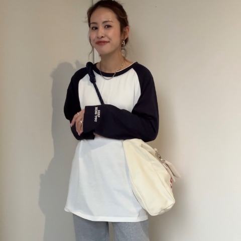 レディース　ラグラン配色プルオーバー（saori）