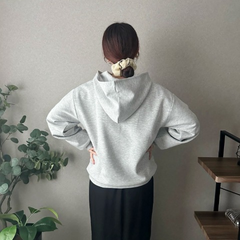 レディース　ダンボールハーフジップパーカ（omi）