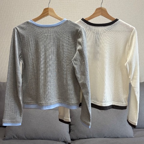 レディース　配色ヘンリーネックプルオーバー（akaru）