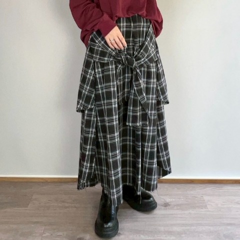 レディース　アシメチェックスカート（NATSUMI）