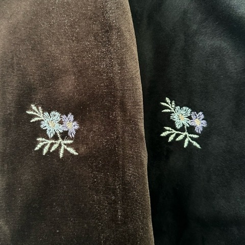 レディース　花柄刺繍ベロアスカート（omi）