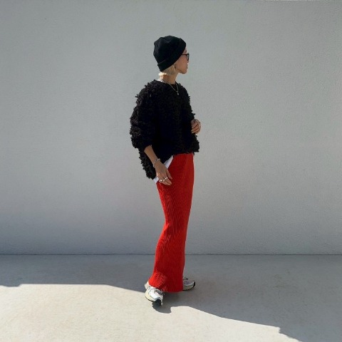 レディース　リブニットナロースカート（ANNA）