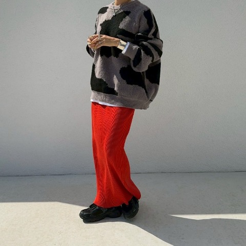 レディース　リブニットナロースカート（ANNA）