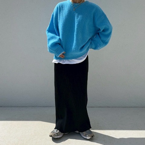 レディース　リブニットナロースカート（ANNA）