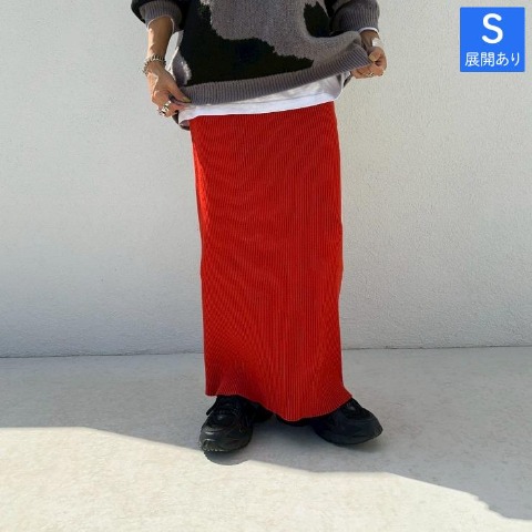 レディース　リブニットナロースカート（ANNA）