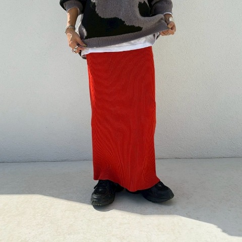 レディース　リブニットナロースカート（ANNA）