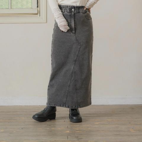 レディース　裏起毛デニムナロースカート（yuki×Taiyou） ブラック 213