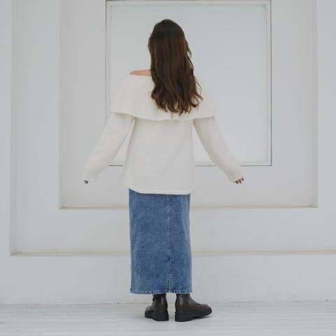 レディース　裏起毛デニムナロースカート（yuki×Taiyou）