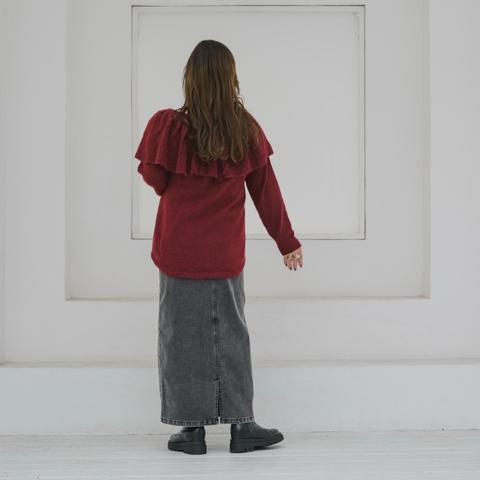 レディース　裏起毛デニムナロースカート（yuki×Taiyou）