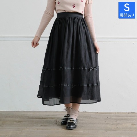 レディース　リボンシアーフレアスカート（maki）