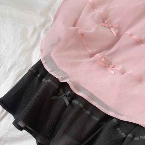 レディース　リボンシアーフレアスカート（maki）