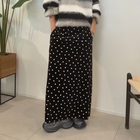 【低身長さん向け】レディース　水玉ベロアスカート（saori）