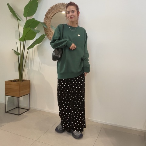 【低身長さん向け】レディース　水玉ベロアスカート（saori）