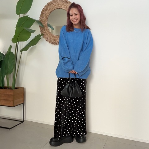 【LLサイズ】レディース　水玉ベロアスカート（saori）