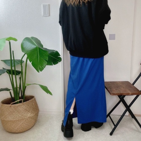 レディース　ポケット付きリブナロースカート（NON）