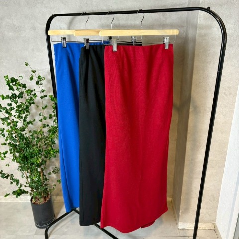 レディース　ポケット付きリブナロースカート（NON）