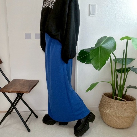 レディース　ポケット付きリブナロースカート（NON）