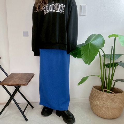 レディース　ポケット付きリブナロースカート（NON）