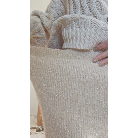 レディース　ペーパーヤーンシャギーニットスカート（yuu）