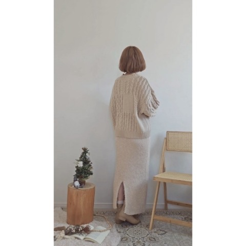 レディース　ペーパーヤーンシャギーニットスカート（yuu）