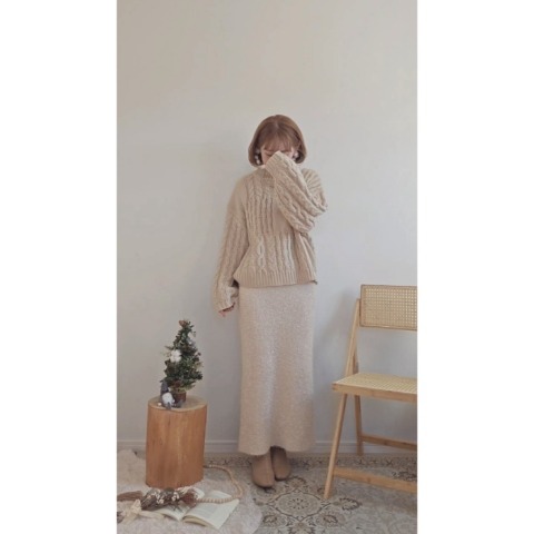 レディース　ペーパーヤーンシャギーニットスカート（yuu）