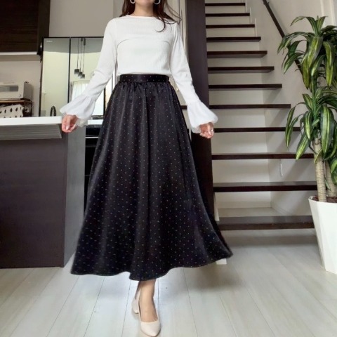 レディース　ドット柄フレアスカート（miyo）