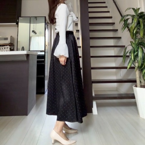 レディース　ドット柄フレアスカート（miyo）