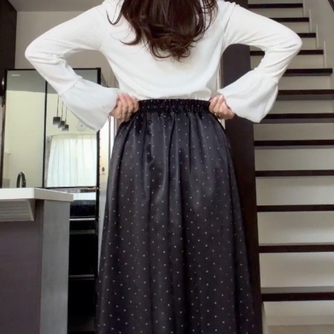 レディース　ドット柄フレアスカート（miyo）