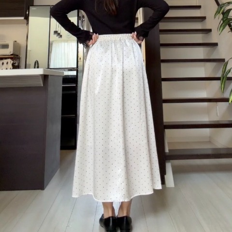 レディース　ドット柄フレアスカート（miyo）