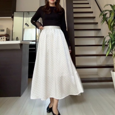 レディース　ドット柄フレアスカート（miyo）