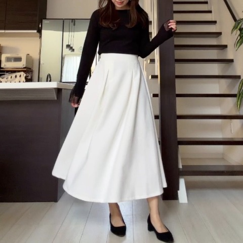 レディース　タックフレアスカート(miyo)