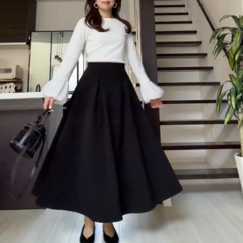 レディース　タックフレアスカート(miyo)