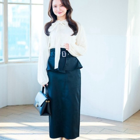 レディース　ウエストコルセット風フリルスカート（serimash）