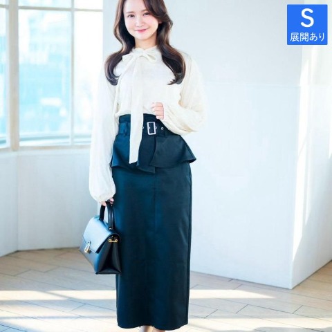 レディース　ウエストコルセット風フリルスカート（serimash）