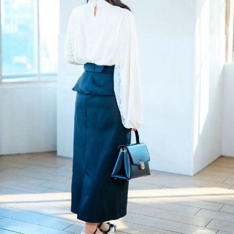 レディース　ウエストコルセット風フリルスカート（serimash）