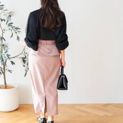 レディース　ウエストコルセット風フリルスカート（serimash）