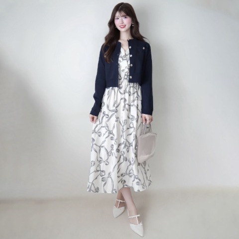 レディース　リボン柄ワンピース（門脇伶奈）