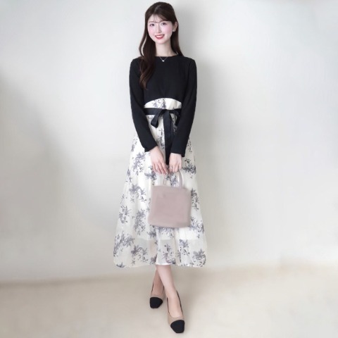 レディース　フラワースカートドッキングワンピース（門脇伶奈）