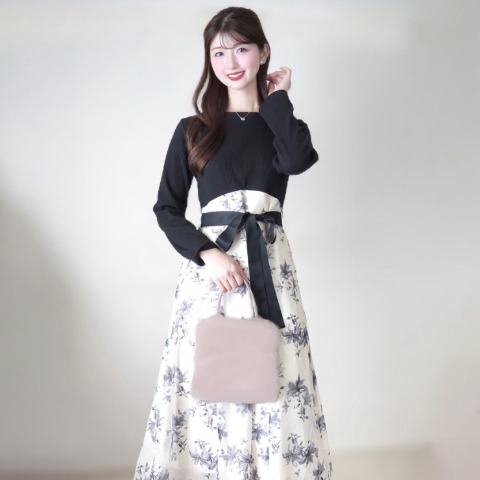 レディース　フラワースカートドッキングワンピース（門脇伶奈）