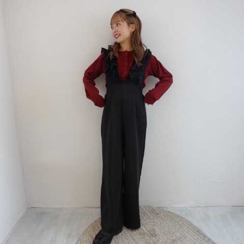 レディース　肩フリルオールインワン(miyu)